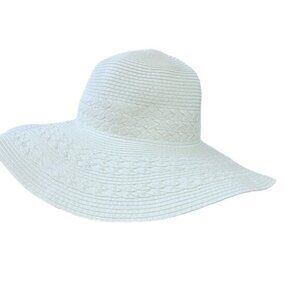 Falls Creek White Beach Hat Wide‎ Brim Pool Vacation Travel Cruise Braided BOHO